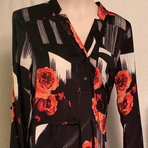 Rose Abstract dress with Mess lining Size M